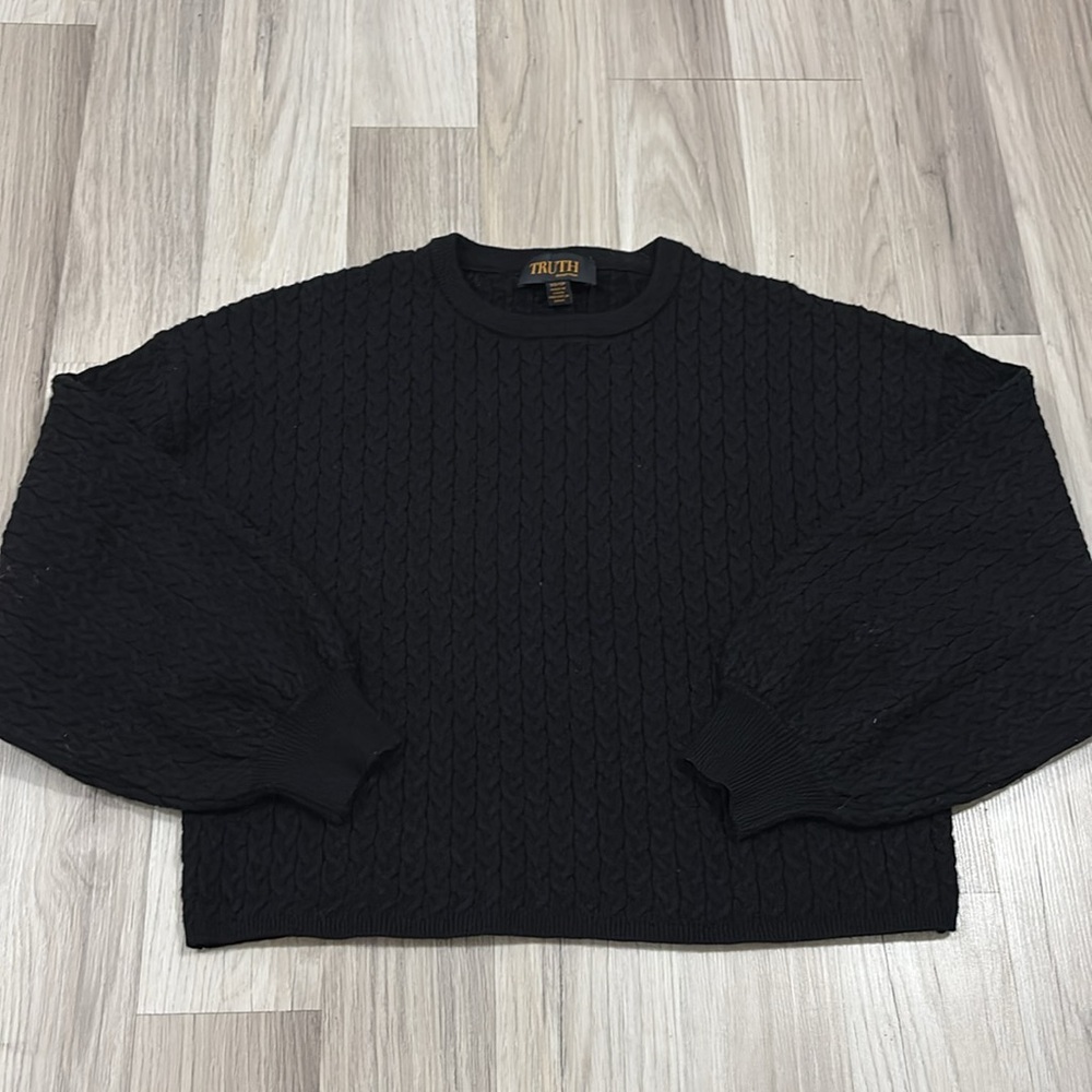 Truth Black Crew Neck Drop Shoulder Ballon Sleeve Sweater Size‎ XS